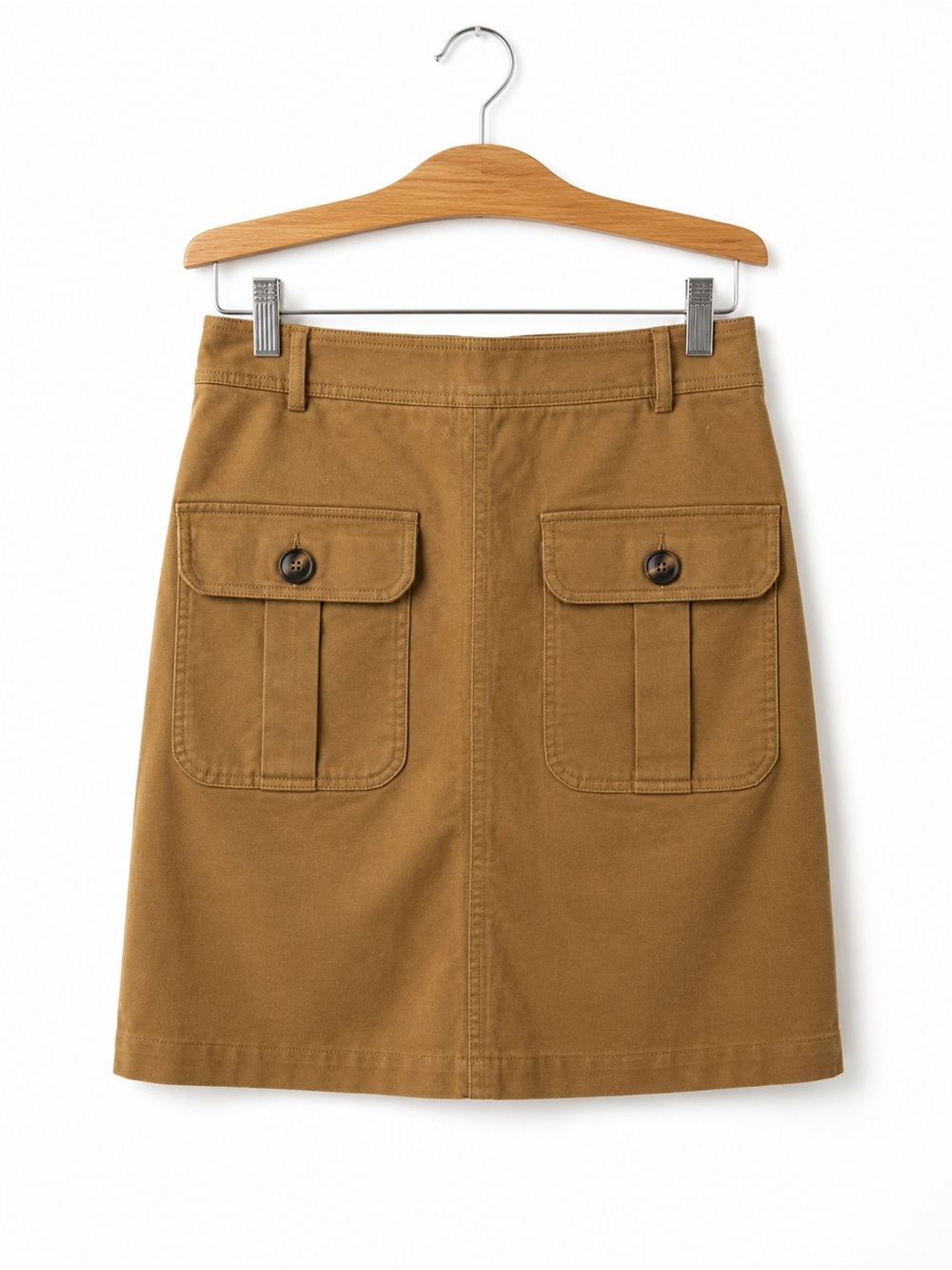 Boden Camel Utility Pocket A-Line Midi Skirt Women’s Size 6L Cotton Safari